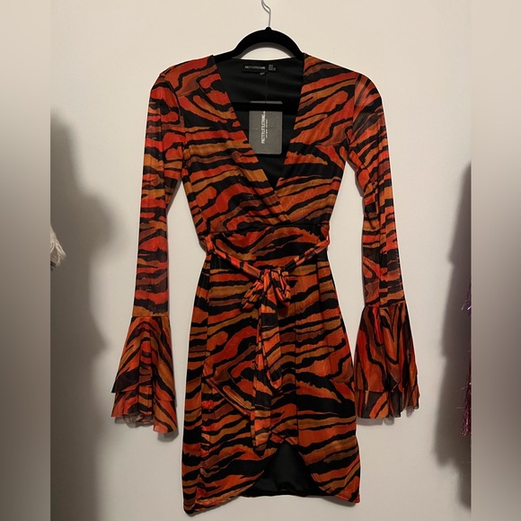 PrettyLittleThing Dresses & Skirts - NWT PLT zebra print mesh dress 
Fits XS/S